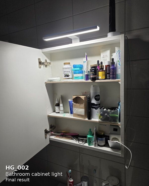 Bathroom cabinet light installation